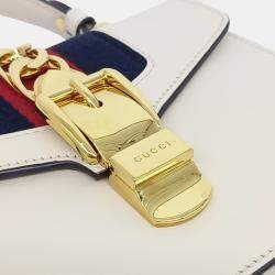 Pre Owned Gucci Cream Leather Sylvie Mini Tote and Crossbody Bag