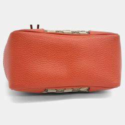 Pre Owned Gucci Beige Orange Fabric Jacquard Tote and Shoulder Bag