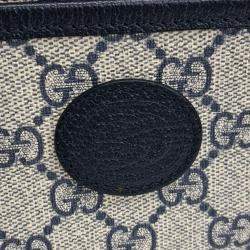Pre Owned Gucci Beige Navy Blue PVC Interlocking Supreme Mini Crossbody Bag