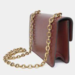 Pre Owned Gucci Brown Leather Double G Shoulder Bag