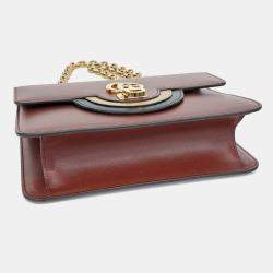Pre Owned Gucci Brown Leather Double G Shoulder Bag