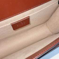 Pre Owned Gucci Brown Leather Double G Shoulder Bag