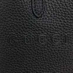 Pre Owned Gucci Black Leather Tortissima Reversible Tote Bag Small