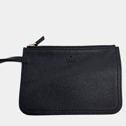 Pre Owned Gucci Black Leather Tortissima Reversible Tote Bag Small