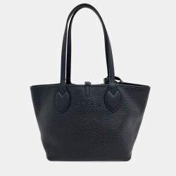 Pre Owned Gucci Black Leather Tortissima Reversible Tote Bag Small