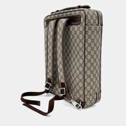 Pre Owned Gucci Beige PVC GG Supreme Backpack and Briefcase