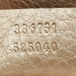 Pre Owned Gucci Metallic Beige Leather Small Soho Tote