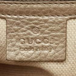 Pre Owned Gucci Metallic Beige Leather Small Soho Tote