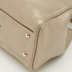 Pre Owned Gucci Metallic Beige Leather Small Soho Tote