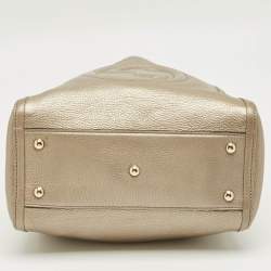 Pre Owned Gucci Metallic Beige Leather Small Soho Tote