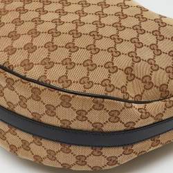Pre Owned Gucci Beige/Black GG Canvas and Leather GG Twins Medium Hobo