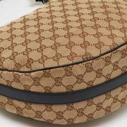 Pre Owned Gucci Beige/Black GG Canvas and Leather GG Twins Medium Hobo