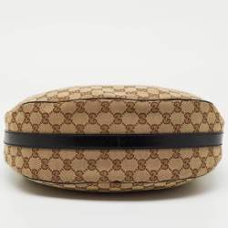 Pre Owned Gucci Beige/Black GG Canvas and Leather GG Twins Medium Hobo