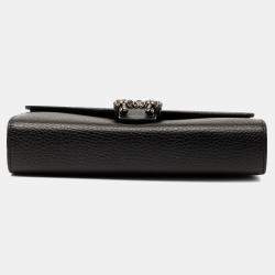 Pre Owned Gucci Black Mini Leather Dionysus Wallet on Chain