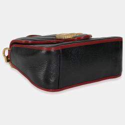 Pre Owned Gucci Black Vintage Effect Calfskin Matelasse Diagonal Mini Torchon GG Marmont