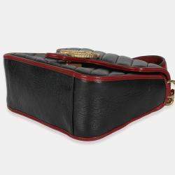 Pre Owned Gucci Black Vintage Effect Calfskin Matelasse Diagonal Mini Torchon GG Marmont