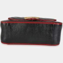 Pre Owned Gucci Black Vintage Effect Calfskin Matelasse Diagonal Mini Torchon GG Marmont