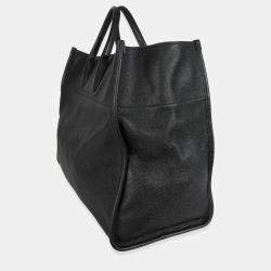 Pre Owned Gucci Black Pebbled Leather Large Logo Tote Bag