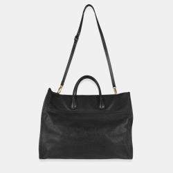Pre Owned Gucci Black Pebbled Leather Large Logo Tote Bag