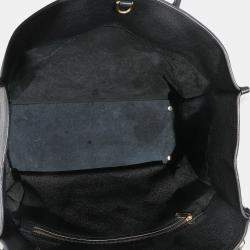 Pre Owned Gucci Black Pebbled Leather Large Logo Tote Bag