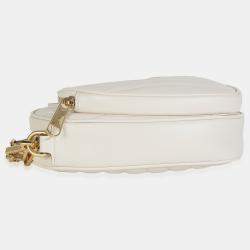 Pre Owned Gucci Mystic White Matelasse Calfskin Diagonal Mini Interlocking G Heart Bag