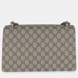 Pre Owned Gucci Red Beige GG Supreme Monogram Medium Dionysus Shoulder Bag