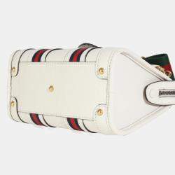 Pre Owned Gucci Mystic White Koi Calfskin Small Bauletto Duffle Top Handle Bag