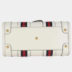 Pre Owned Gucci Mystic White Koi Calfskin Small Bauletto Duffle Top Handle Bag