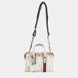 Pre Owned Gucci Mystic White Koi Calfskin Small Bauletto Duffle Top Handle Bag