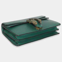 Pre Owned Gucci Emerald Dollar Calfskin Crystal Medium Dionysus Shoulder Bag