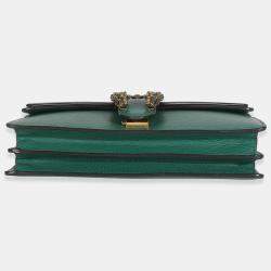 Pre Owned Gucci Emerald Dollar Calfskin Crystal Medium Dionysus Shoulder Bag