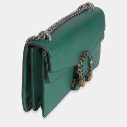 Pre Owned Gucci Emerald Dollar Calfskin Crystal Medium Dionysus Shoulder Bag
