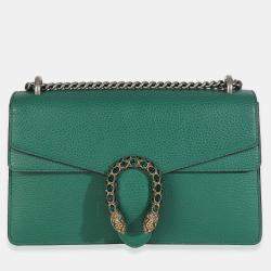 Pre Owned Gucci Emerald Dollar Calfskin Crystal Medium Dionysus Shoulder Bag