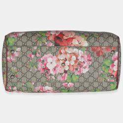 Pre Owned Gucci Beige Multicolor Dry Rose GG Supreme Monogram Blooms Large Boston Bag