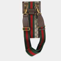 Pre Owned Gucci GG Supreme Monogram Web Mini Ophidia Detachable Wallet Crossbody Bag