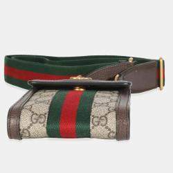 Pre Owned Gucci GG Supreme Monogram Web Mini Ophidia Detachable Wallet Crossbody Bag