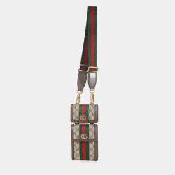 Pre Owned Gucci GG Supreme Monogram Web Mini Ophidia Detachable Wallet Crossbody Bag