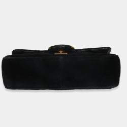 Pre Owned Gucci Black Velvet Matelasse Mini GG Marmont Shoulder Bag