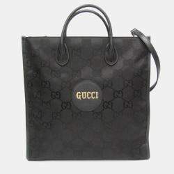 Pre Owned Gucci Off The Grid GG Nylon Canvas Leather Handbag Black