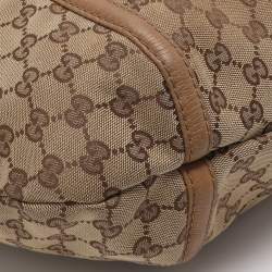 Pre Owned Gucci Brown/Beige GG Canvas Medium Techno Horsebit Hobo