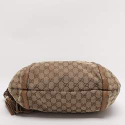 Pre Owned Gucci Brown/Beige GG Canvas Medium Techno Horsebit Hobo