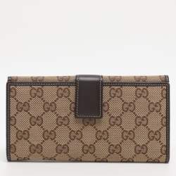 Pre Owned Gucci Beige/Brown GG Canvas Lovely Heart Continental Wallet