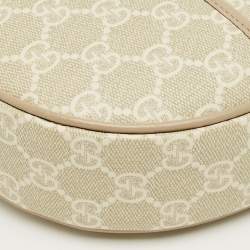 Pre Owned Gucci Beige/Off White GG Supreme Canvas Mini Half Moon Shoulder Bag 