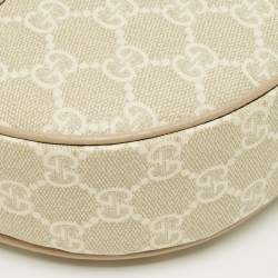 Pre Owned Gucci Beige/Off White GG Supreme Canvas Mini Half Moon Shoulder Bag 