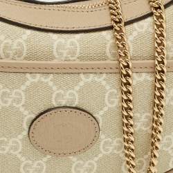 Pre Owned Gucci Beige/Off White GG Supreme Canvas Mini Half Moon Shoulder Bag 