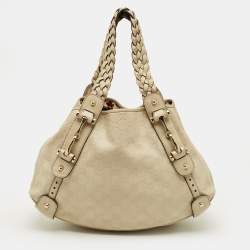 Pre Owned Gucci Cream Guccissima Leather Pelham Bag