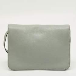 Pre Owned Gucci Light Blue Leather Soft Jackie Flap Shoulder Bag