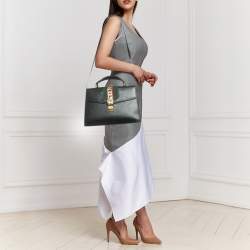 Pre Owned Gucci Black Leather Medium Web Sylvie Top Handle Bag