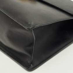 Pre Owned Gucci Black Leather Medium Web Sylvie Top Handle Bag