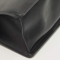 Pre Owned Gucci Black Leather Medium Web Sylvie Top Handle Bag